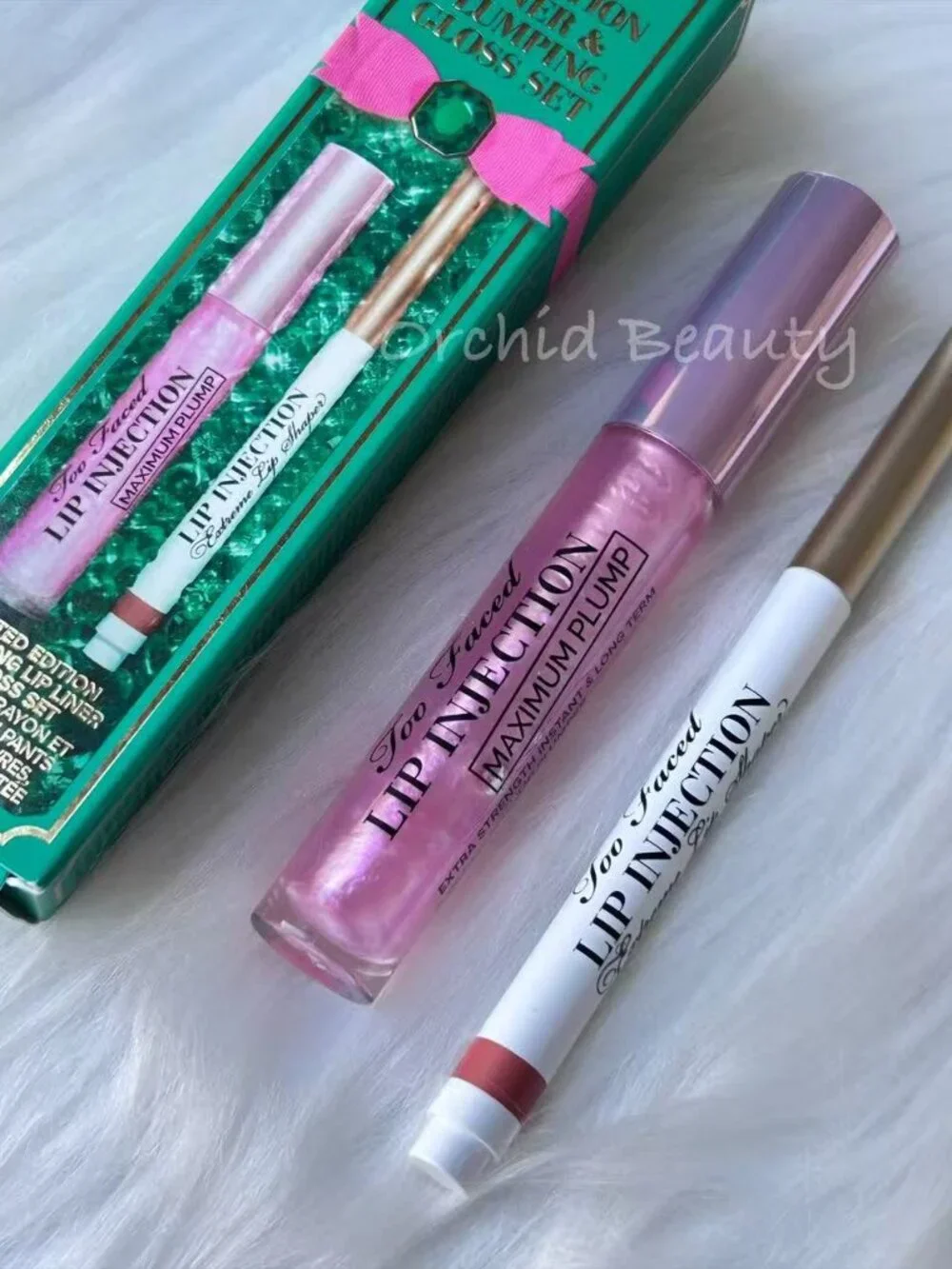 New In Box Too Faced 2-Pc Lip Injection Liner & Plumping Gloss Set~Full Size Set